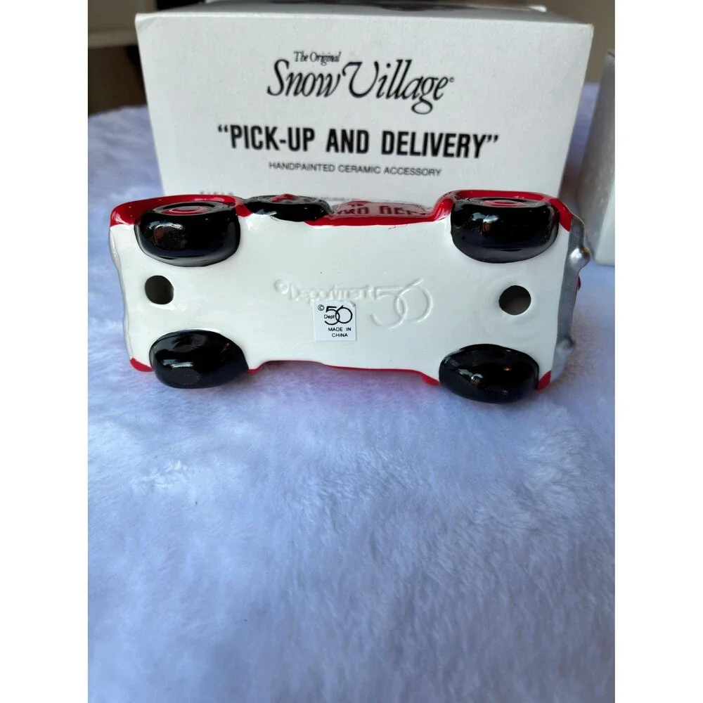 Vintage Department 56 Snow Village | Hand Painted Ceramic Pick-Up & Cadillac